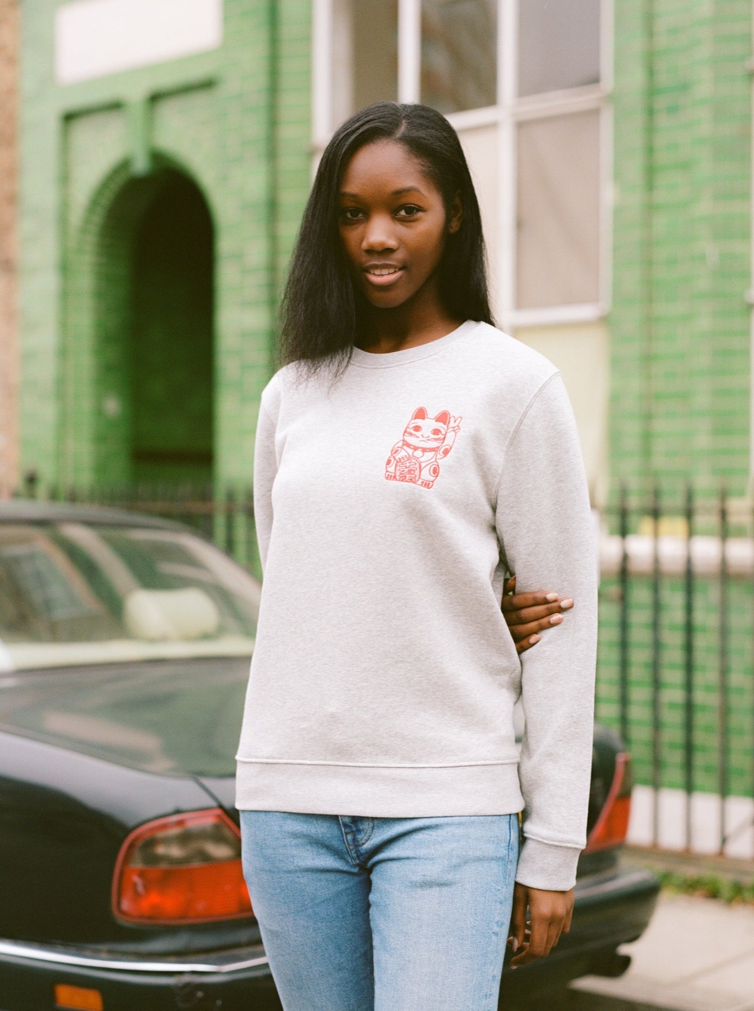 Eco-Embroidery Sweatshirt, Straight Fit - free shipping - PoBO