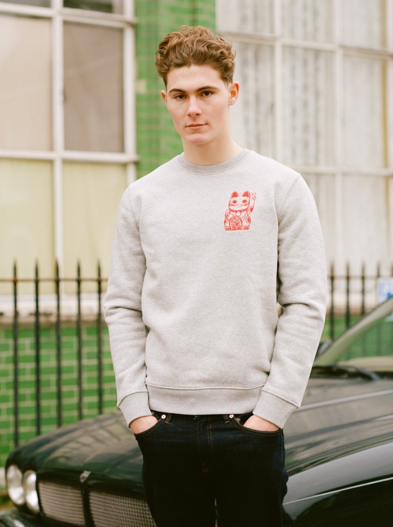 Eco-Embroidery Sweatshirt, Straight Fit - free shipping - PoBO